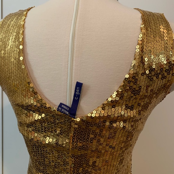 ❤️SOLD❤️ Gold Sequin Bodycon Mini Dress - Picture 3 of 3
